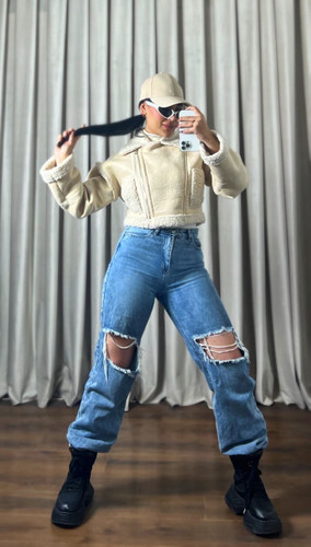 جزئیات پارچه کت بوفالو زنانه Splashjeans رنگ شکلاتی – تنخور گرم و زمستانه