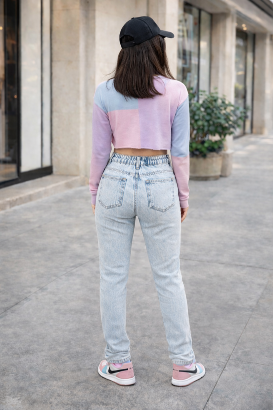 • شلوار بگ زنانه Splashjeans رنگ برفی با نمایش جزئیات پارچه جین کیپاش ترک